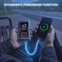 STAHLWERK Elektrisk luftpumpe og powerbank ELP-17 ST | 60 W | 4.000 mAh | 10,3 bar (150 psi) | LED | USB-C-opladningsindgang | USB-A-powerbank-udgang | Oppumpningsfunktioner til cykel, motorcykel, bil og bold