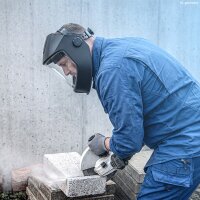STAHLWERK Brousicí maska GS20 | Ochrana obličeje s polykarbonátovým zorníkem, náhradním sklem, širokým zorným polem a nastavitelným hlavovým páskem | Ochrana proti částicím třídy E až do 120 m/s | Pro brousicí práce