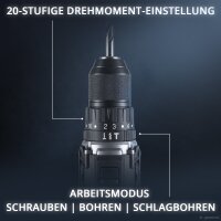STAHLWERK Akku-Schlagbohrschrauber KALLE ohne Akku | Akkuschrauber | Akkubohrer | Bohrschrauber | 20 Volt-System | 65 Nm Drehmoment | 2-Gang-Getriebe | 13 mm Schnellspannbohrfutter  | Brushless