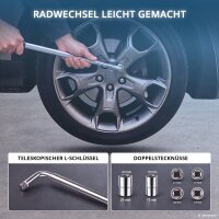 STAHLWERK SWH-3 ST Wagenheber | Scherenwagenheber | 117 bis 345 mm | 3 Tonnen Hub | Teleskop-Radmutterschlüssel | Doppelkopf-Stecknüsse (17/19 mm, 21/23 mm) | Tasche | Wagenheber-Set für Reifenwechsel