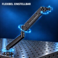 STAHLWERK Schweißtisch Set 120 x 80 cm | D22 Lochsystem | DIY-Bausatz mit 12 mm S355-Arbeitsplatte und 1,5 t Tragkraft | FlexArm-Schweißspannvorrichtung D22 Base mit 13,6 kg Tragfähigkeit