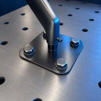 STAHLWERK Schweißtisch Set 120 x 80 cm | D22 Lochsystem | DIY-Bausatz mit 12 mm S355-Arbeitsplatte und 1,5 t Tragkraft | FlexArm-Schweißspannvorrichtung D22 Base mit 13,6 kg Tragfähigkeit