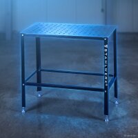 Set tavolo da saldatura STAHLWERK 91,5 x 46 x 90 cm | Sistema forato D16 | Kit fai da te con piano di lavoro da 3 mm | Capacità di carico di 500 kg | Dispositivo di serraggio per saldatura FlexArm D16 Base con capacità di carico di 13,6 kg