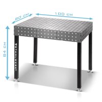 STAHLWERK Schweißtisch Set 100 x 80 cm | D16 Lochsystem | DIY-Bausatz mit 6 mm-Arbeitsplatte und 1000 kg Tragkraft | FlexArm-Schweißspannvorrichtung D16 Base mit 13,6 kg Tragfähigkeit