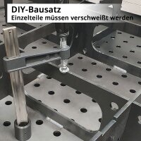 STAHLWERK Schweißtisch Set 100 x 80 cm | D16 Lochsystem | DIY-Bausatz mit 6 mm-Arbeitsplatte und 1000 kg Tragkraft | FlexArm-Schweißspannvorrichtung D16 Base mit 13,6 kg Tragfähigkeit