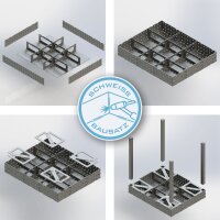 STAHLWERK Schweißtisch Set 100 x 80 cm | D16 Lochsystem | DIY-Bausatz mit 6 mm-Arbeitsplatte und 1000 kg Tragkraft | FlexArm-Schweißspannvorrichtung D16 Base mit 13,6 kg Tragfähigkeit