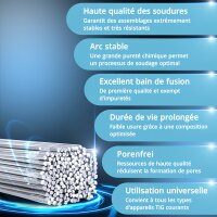 STAHLWERK Baguettes de soudage ER4043Si5 Aluminium fortement allié / Ø 2,4 mm x 500 mm / 1,0 kg de métal dapport TIG, boîte de rangement comprise