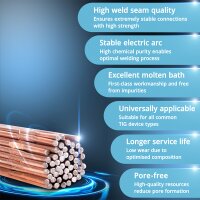 STAHLWERK TIG welding rods ER70S-G3 steel / Ø 1,6 x 500 mm / 1 kg TIG welding consumable filler metal including storage box