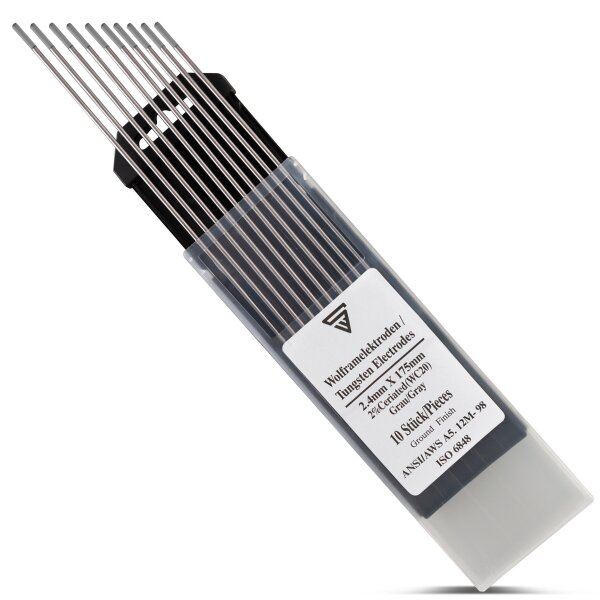 STAHLWERK volframelektroder / svetselektroder WC20 grå 2,4 x 175 mm i en praktisk sats om 10