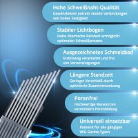 STAHLWERK 10 x  WIG Wolfram Schweißelektroden 2,4  x 175 mm WC20 Thoriumfrei - universelle WIG Nadeln für Stahl, Edelstahl, Alu, Kupfer, grau, 10 Stk.