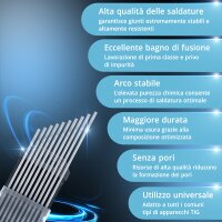 STAHLWERK Elettrodi di tungsteno / elettrodi per saldatura WC20 grigio 2,4 x 175 mm in un pratico set di 10 pezzi