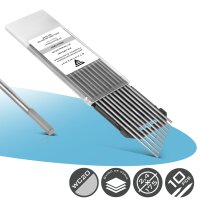 STAHLWERK Electrodos de tungsteno / electrodos de soldadura WC20 gris 2,4 x 175 mm en un práctico juego de 10