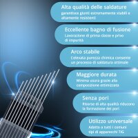 STAHLWERK Elettrodi di tungsteno / elettrodi per saldatura WC20 grigio 1,6 x 175 mm in un pratico set di 10 pezzi