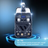 STAHLWERK Saldatrice  DC TIG 200 ST IGBT / Saldatrice combinata 2 in 1 con MMA / Funzione di saldatura a mano libera / Saldatrice TIG combinata