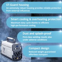 STAHLWERK Spawarka DC TIG 200 ST IGBT / Spawarka kombinowana 2 w 1 z MMA / Funkcja spawania recznego / Spawarka kombinowana TIG