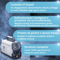 STAHLWERK Saldatrice  DC TIG 200 ST IGBT / Saldatrice combinata 2 in 1 con MMA / Funzione di saldatura a mano libera / Saldatrice TIG combinata