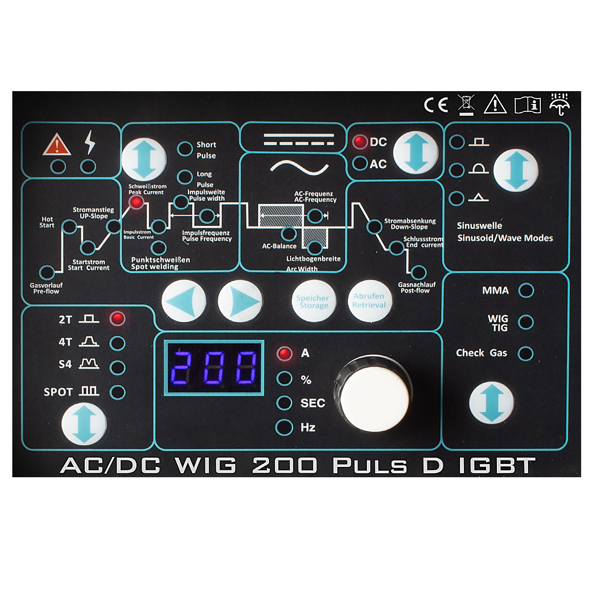 AC/DC WIG 200 D IGBT Puls / Kombi-Schweißgerät mit Puls-Funktion Dünnb