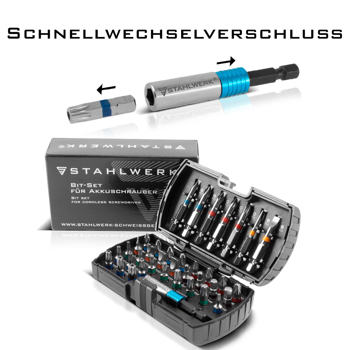 Bohrer & Schrauber Bit Set 50-teilig Metall Stein  Stecknüsse Magnethalter 